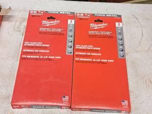 lot 646 image: Lot of (2) Milwaukee 35-38 Thick Metal Compact Portable Band Saw Blades 14 TPI 3-pack