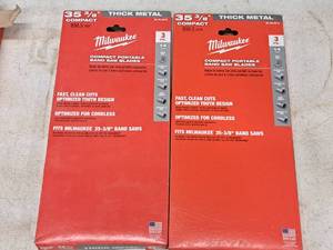 lot 647 image: Lot of (2) Milwaukee 35-38 Thick Metal Compact Portable Band Saw Blades 14 TPI 3-pack