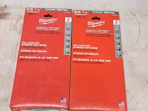 lot 648 image: Lot of (2) Milwaukee 35-38 Thick Metal Compact Portable Band Saw Blades 14 TPI 3-pack
