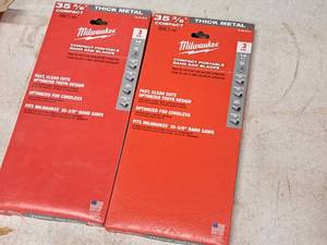 lot 650 image: Lot of (2) Milwaukee 35-38 Thick Metal Compact Portable Band Saw Blades 14 TPI 3-pack