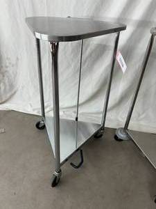 lot 13 image: Lot of 2 Pedigo Steril-Gard Stainless Steel Triangular Laundry Linen Hampers - One With Flip Top Lid 32 x 18 x 18 - In Great Condition