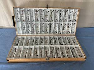lot 59 image: WOW Lot of 2 Layers Of 52-Slot Eyewear Box Case with Various Designer Eye Glasses