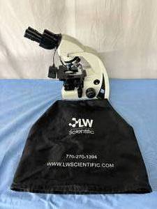 lot 72 image: WOW MSRP $2000 LW Scientific I4 Infinity Medical Grade Laboratory Power Lighted Binocular Microscope with 4 Objectives - Great Working Condition 
