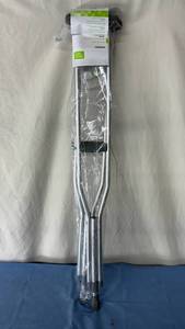 lot 10 image: NEW Pair of McKesson 146-10400-8 Adjustable Push-Button Aluminum Crutches 