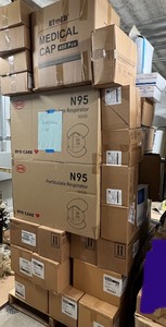lot 2 image: Bulk Pallet Of New Cases Including N95 Masks, Medical Bouffant Caps, Water Resistant Shoe Covers, Double Tread Safety Slippers, Alcare Foam Handrub & Best Of The Pallet Almost 1 Case (180) Of Premium Safety Goggles  Bring A Truck Must Take All
