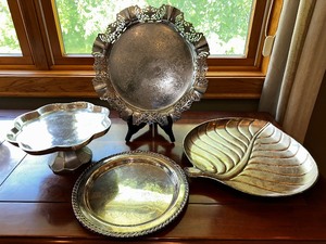 lot 53 image: Variety Of Silver PlatedSilver Colored Serving Pieces