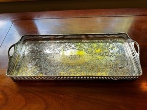 lot 54 image: Engraved Rectangular Silver Plated Serving Dish Measuring 15 X 6 12 Stamped 1950 Wilcox International Co