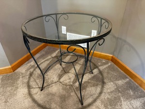 lot 29 image: Metal And Glass Table Measuring 28Diameter x 29H