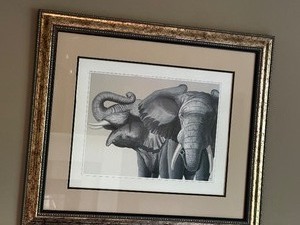 lot 18 image: Framed Elephant Print Measuring 30 X 25