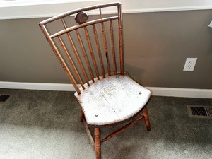 lot 19 image: Antique Wood Chair With Bamboo Cane Style Back