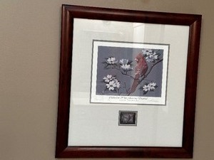 lot 24 image: 1984 Cardinal On White Flowering Dogwood National Arbor Day Foundation Numbered Print Measuring 18 X 19 12