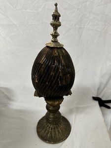 lot 131 image: Decorative Brown Bone Egg On Metal Stand Measuring 16 Inches Tall