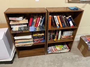 lot 236 image: Two Bookcases And All Their Contents - Books And Some LPs. Each Bookcase Measuring 23 34 Inches Wide By 9 12 Inches Deep By 40 12 Inches Tall.