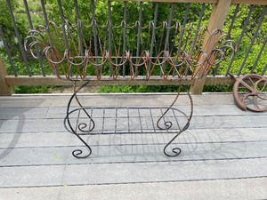 lot 79 image: Metal Plant Stand, Two Tiers, Measuring 32 Inches High By 40 Inches Wide By 18 Inches Deep
