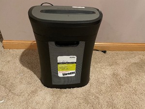 lot 202 image: Royal Crosscut Paper Shredder Model HG 12 X 12 Sheet Paper Shredder Measuring 18 Inches High By 14 Inches Wide By 10 Inches Deep. With Removable Shred Bin.