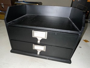 lot 261 image: Black Two-Drawer Wooden Desk Organizer