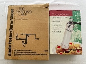 The Pampered Chef Apple PeelerCorerSlicer. And VilaWare Professional Cookie Press.