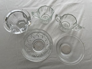 Variety of Glass Serving Pieces.