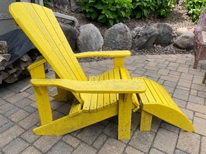Solid, composite Adirondack Chair with Foot Rest. Chair Dimensions 32 Inches W x 34 Inches Deep x 40 Inches H