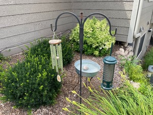Shepherds Hook (64 Inches), Bird Feeder, Wind Chimes and Bird Bath.