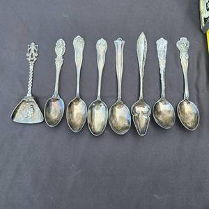 Variety of Antique Silver Spoons