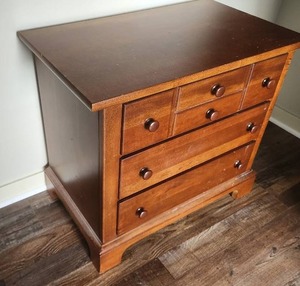 Solid wood nightstand and table by Stanley Furniture measuring 27 inches wide by 16 inches deep and 24 inches tall