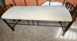 Metal bench measuring 44 inches long by 15 inches deep and 22 inches tall