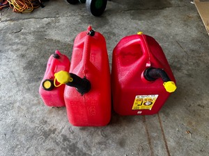 3 Various Sized Plastic Gas Cans