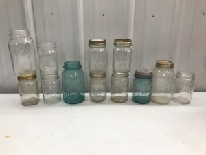 lot 145 image: Lot of Vintage Canning Jars - Ball - Genuine Mason - Kerr