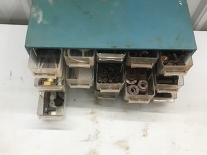 lot 157 image: Metal 15 Drawer Parts Organizer Full of Parts