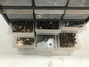 lot 159 image: 18 Drawer Parts Organizer Full of Parts