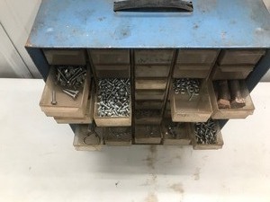 lot 160 image: 45 Drawer Parts Organizer Full of Parts