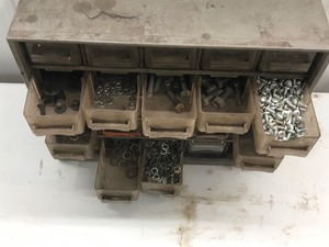 lot 168 image: 25 Drawer Parts Organizer Full of Parts