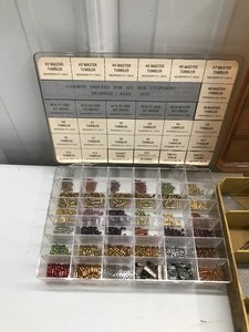 lot 173 image: Tackle Box with Nuts & Bolts & Parts Organizer Full of Common Drivers for all RIM Cylinders