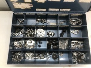 lot 176 image: Metal Parts Organizer with 24 Compartments Full of Fender  Washer Assortment & More