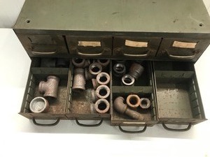 lot 179 image: 8 Drawer Metal Parts Organizer with Plumbing Parts
