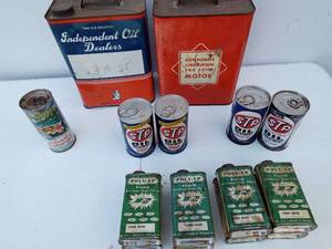 lot 109 image: Vintage oil cans and more