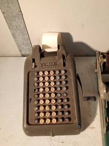 lot 66 image: 3 Vintage adding machines and a vintage credit card machine