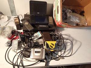 lot 61 image: 2 mini cassette players, Vintage telephone, VHS player and dog shock colar