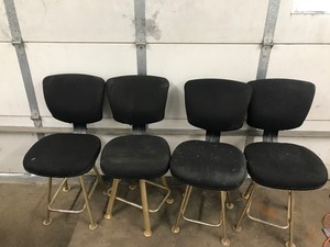 lot 244 image: 4 Casino Gaming Stools that Swivel - They say Party Time on the Back