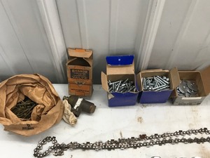 lot 113 image: Chain Saw Chains, Screws, Nails, Fasteners, Valves and More