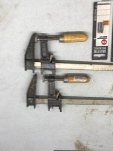 lot 114 image: 2 Clamps (36 long) - Work Light - Bits New in the Package & a Carpenters Square