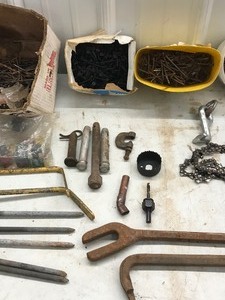 lot 279 image: Chainsaw Chains - Nails - Screws - Binding Bands New In the Box - 2 Pry Bars - Fuses & More