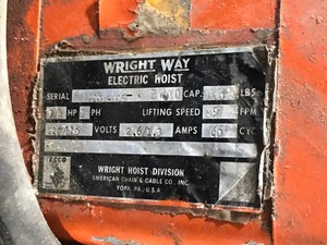 lot 283 image: Wright Way Auto Heavy Duty Electric Hoist