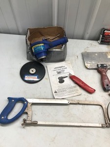 lot 299 image: Dual Action Air Sander, Saw, Soldering Gun, Clamps, Trouble Light & More