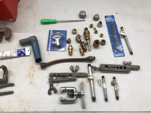 lot 333 image: Tool Box with Pipe Wrench & More