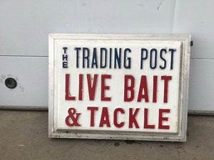 lot 345 image: Double Sided Sign - The Trading Post - Live Bait & Tackle