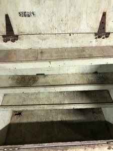 lot 525 image: Large Wooden Storage  Tool Box on Wheels