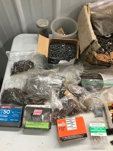 lot 399 image: Lot of Hardware - Nails - Brass Fittings - Grease Fittings and More