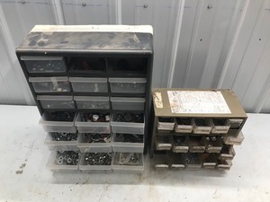 lot 404 image: 2) 18 drawer organizers with contents and 2 drawers missing